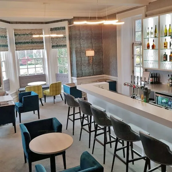 simple white hotel bar