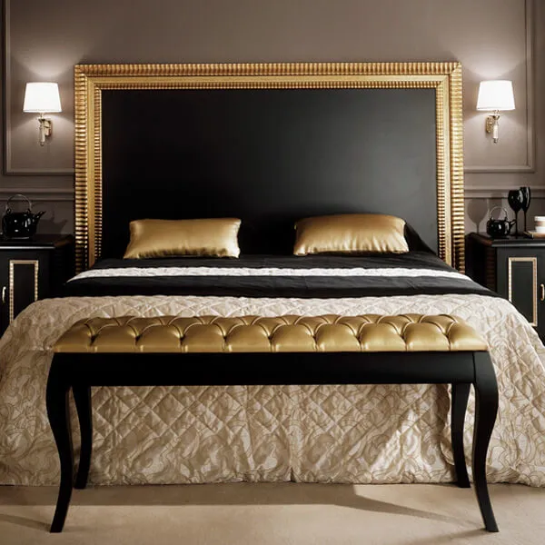Black Boutique Hotel Headboard with Gold Trim - Venice
