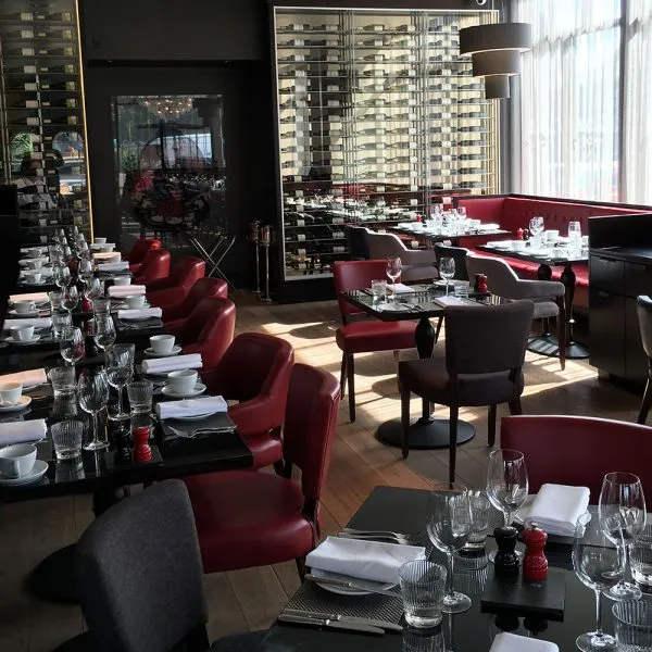 Restaurant with Red Sided Banquette Seating