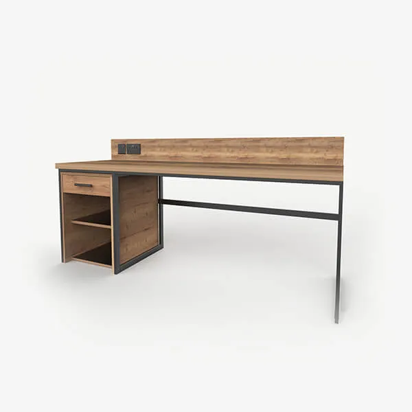 Industrial Hotel Desk with Tea Unit - Noah
