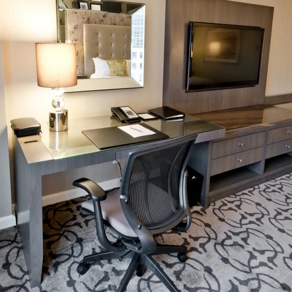 Bespoke Hotel TV Wall & Desk with Four Drawers