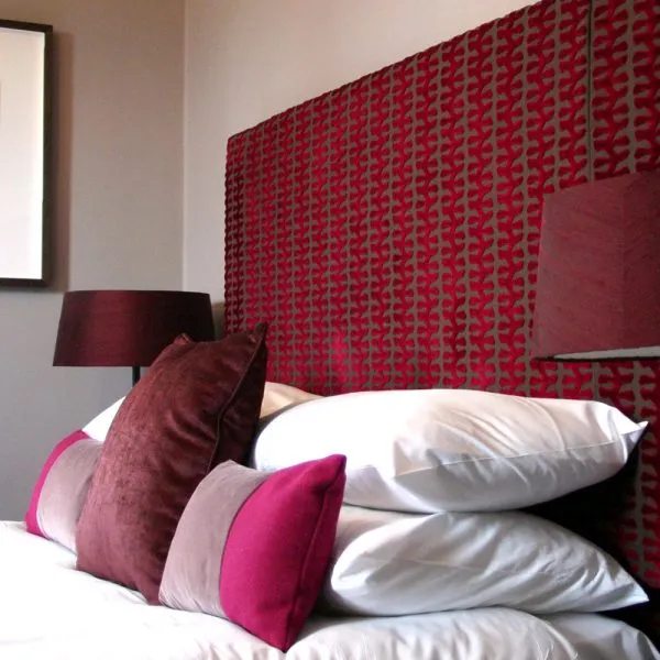 Red Patterned Fully Upholstered Headboard