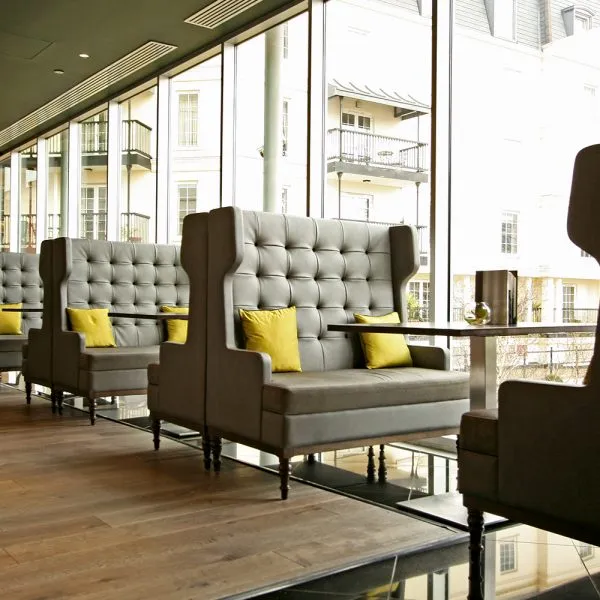 Movable Taupe Buttoned Backed Banquettes