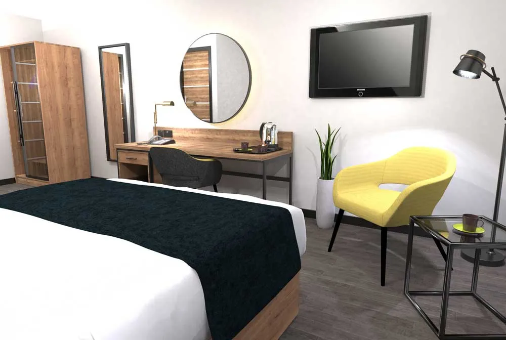 Industrial Hotel Bedroom Furniture - Noah 01