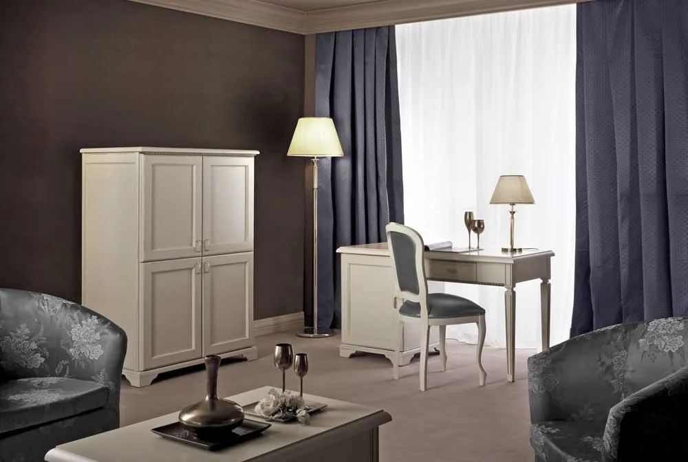 Boutique Hotel Bedroom Furniture - Roma Ivory Silver Trim