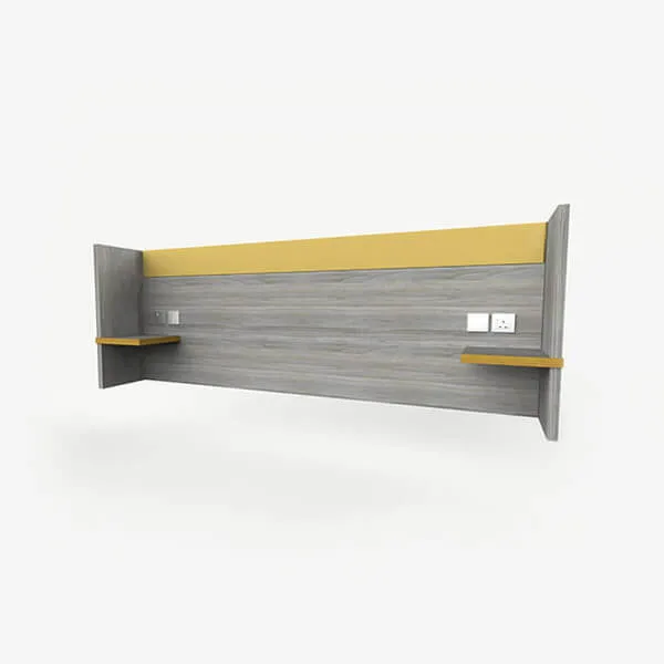 Budget Hotel Headboard with Integrated Shelves - Finn