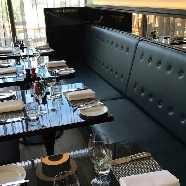 Dark Green Buttoned Banquette