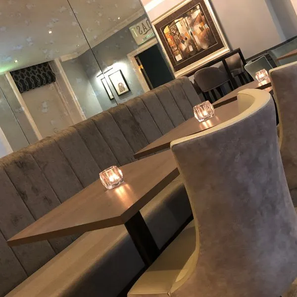 taupe straight bar banquette seating