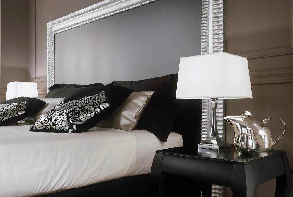 Boutique Hotel Headboard Black with Silver Trim - Venice