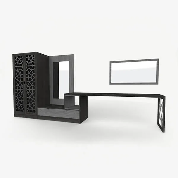 Corporate Hotel Desk with Integrated Shelves & Mirror - Mia