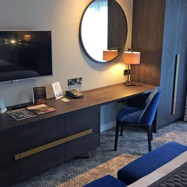 dark veneer bespoke desk and wardrobe