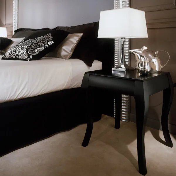 Black Boutique Hotel Bedside Table - Venice